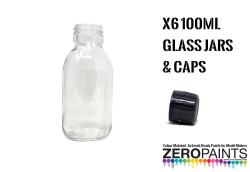 100ml Glass Jars for Paints (6x)