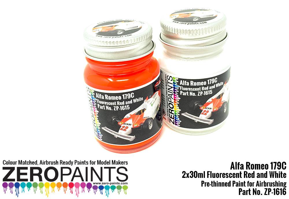 Alfa Romeo 179C Fluorescent Red and White Paint Set 2x30ml ZP1615