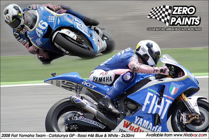 2008 Fiat Yamaha Team Catalunya GP - Rossi #46 Blue & White - 2x30ml