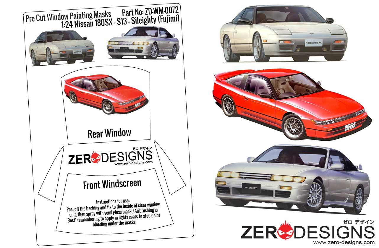 1:24 Nissan 180SX - S13 - Sileighty Pre Cut Window Painting