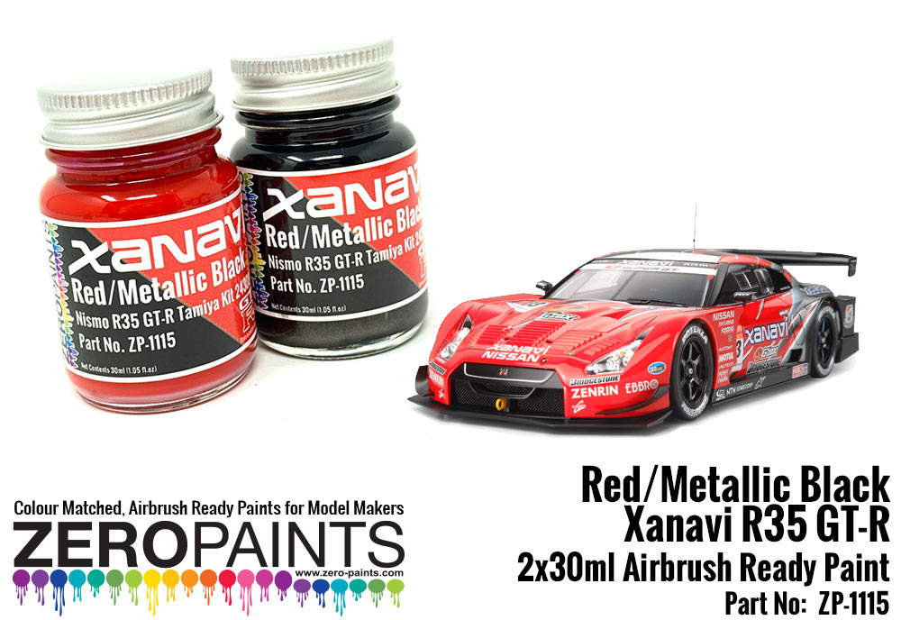 Xanavi/Motul Nismo GT-R (R35) Red/Met Black Paint Set 2x30ml, ZP-1115
