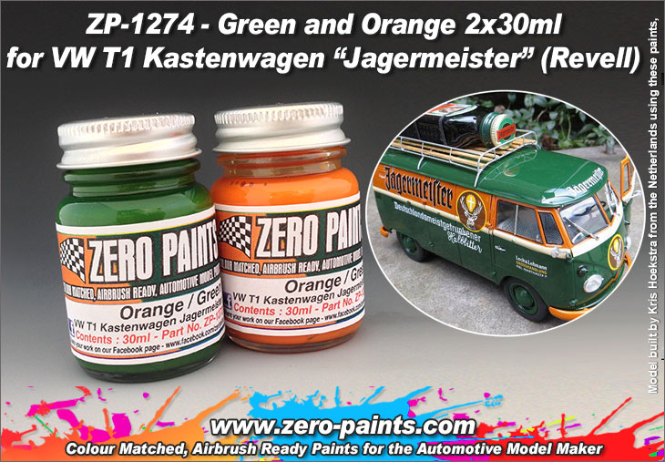 Green and Orange Paint Set 2x30ml For Revell 07076 - VW T1  Kastenwagen/Jagermeister, ZP-1272